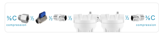 3/8C + valve + 1/2 fitting AND 1/2 to 3/8C fitting